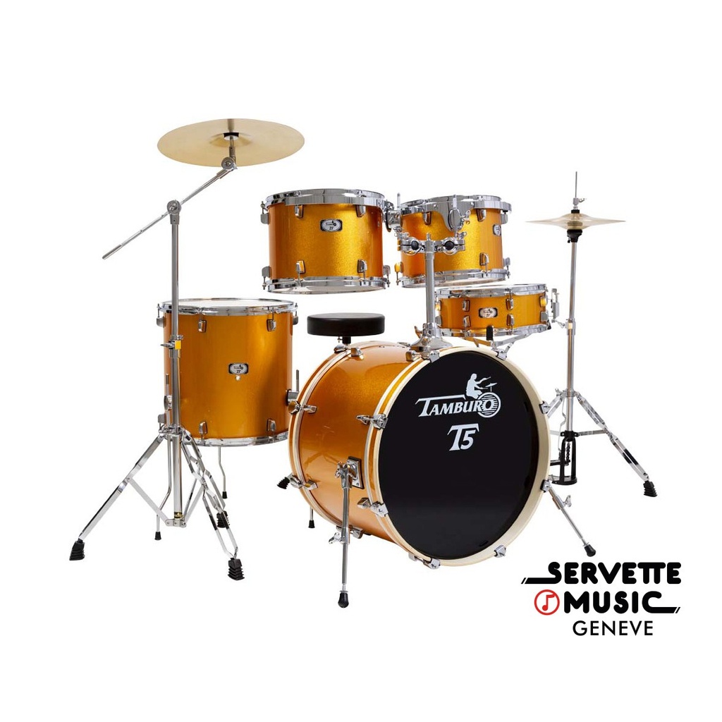 [Tamburo T5 10T/12T/14F/20B/14S Yellow Sparkle] Tamburo T5 10T/12T/14F/20B/14S Yellow Sparkle with hardware and cymbals